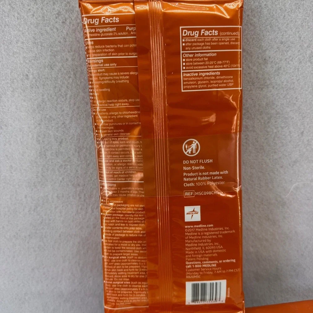 Medline ReadyPrep CHG 2% Chlorhexidine Gluconate Cloths Patient Preoperative 7pk